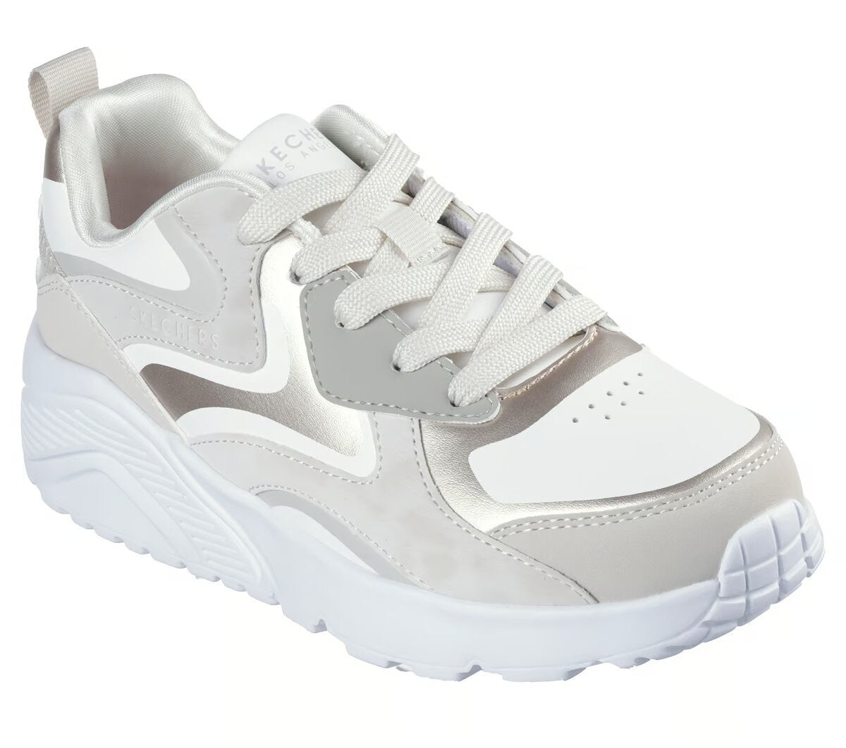 TENIS SKECHERS UNO LITE METALLIC BLAST NIÑA BLANCO