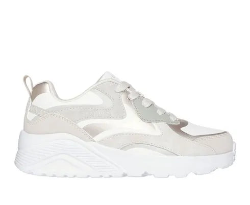 TENIS SKECHERS UNO LITE METALLIC BLAST NIÑA BLANCO